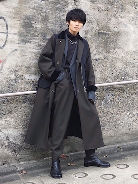 「SUNSEA（サンシー）のアイテム（ジャケット/アウター）」を使った、Ryoさん（メンズ・168cm）の冬コーディネート
