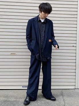 「SUNSEA（サンシー）のアイテム（ジャケット/アウター）」を使った、Ryoさん（メンズ・168cm）の春コーディネート