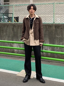 「SUNSEA（サンシー）のアイテム（ジャケット/アウター）」を使った、Ryoさん（メンズ・168cm）の春コーディネート