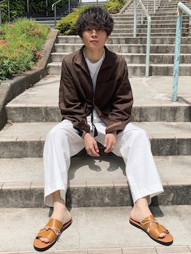 「SUNSEA（サンシー）のアイテム（ジャケット/アウター）」を使った、Ryoさん（メンズ・168cm）の春コーディネート