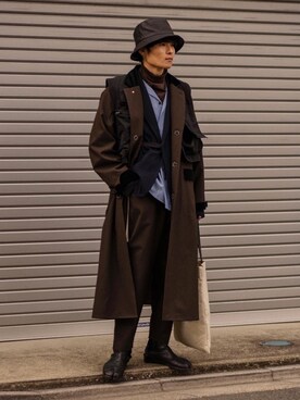 「SUNSEA（サンシー）のアイテム（ジャケット/アウター）」を使った、Ryoさん（メンズ・168cm）の冬コーディネート