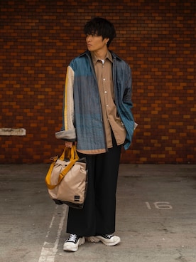 「OAMC（オーエーエムシー）のアイテム（ジャケット/アウター）」を使った、Ryoさん（メンズ・168cm）の春コーディネート