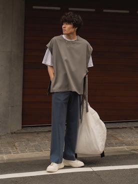 「RYO TAKASHIMA（リョウタカシマ）のアイテム（ベスト）」を使った、Ryoさん（メンズ・168cm）の夏コーディネート