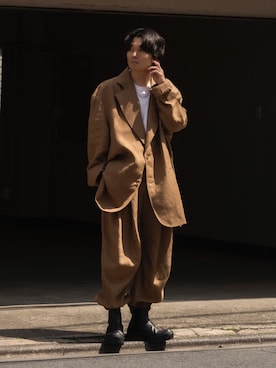 「HED MAYNER（ヘドメイナー）のアイテム（ジャケット/アウター）」を使った、Ryoさん（メンズ・168cm）の春コーディネート