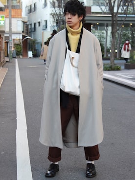 「Edwina Horl（エドウィナホール）のアイテム（チェスターコート）」を使った、shuntaさん（メンズ・176cm）の冬コーディネート