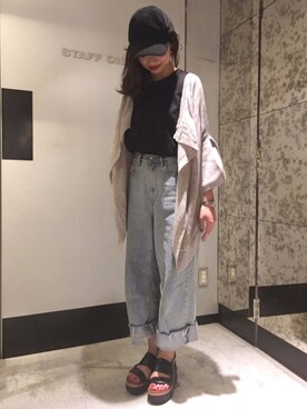 「カットオフ」｜「アイテム（キャップ）」を使った、Naruさん（レディース・161cm）の春コーディネート