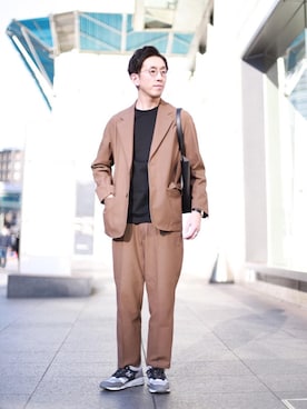 「Steven Alan（スティーブンアラン）のアイテム（テーラードジャケット）」を使った、飯村淳さん（メンズ・173cm）の冬コーディネート
