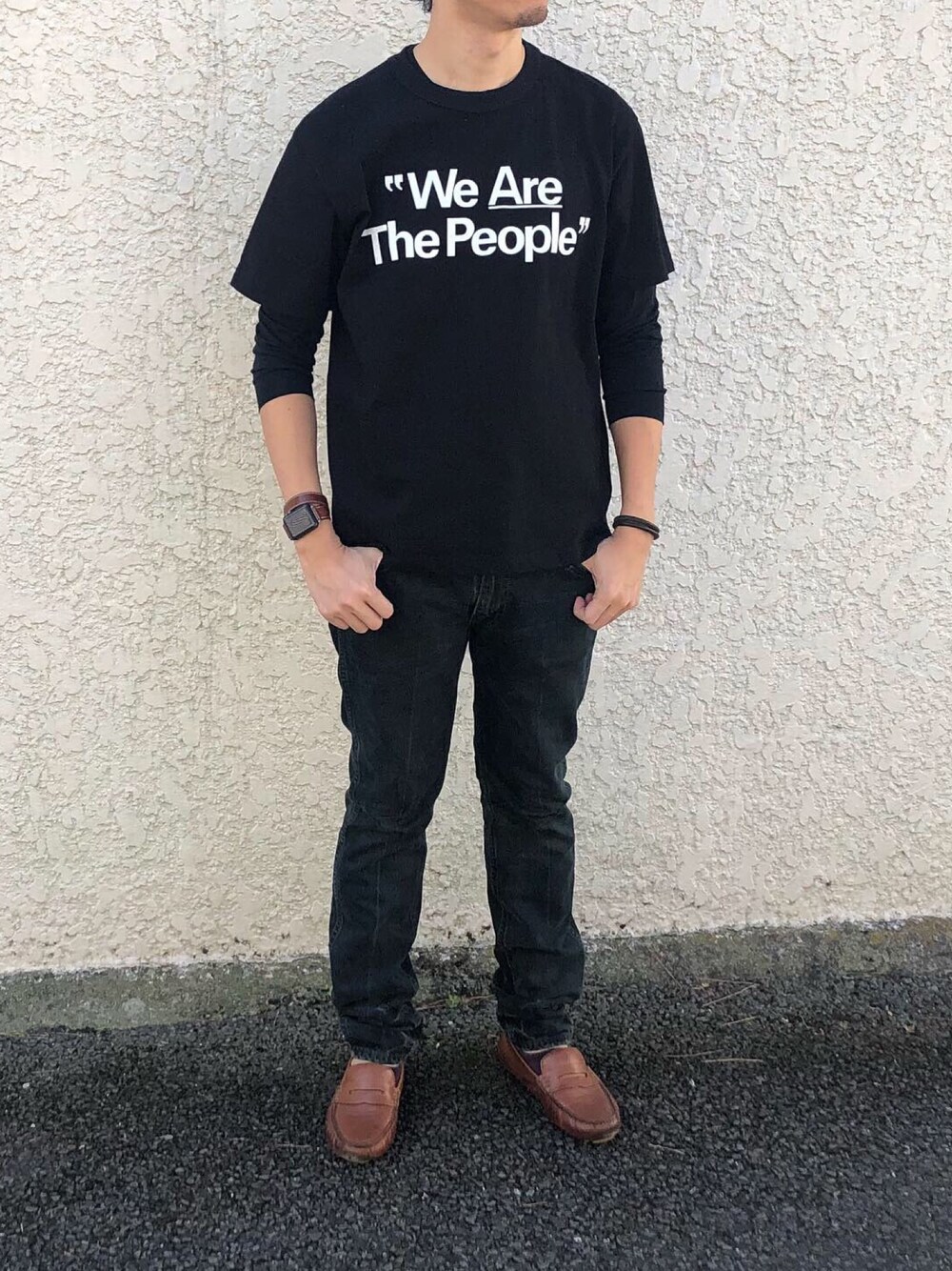 「sacai、Levis、HERMES、Apple Watch」｜「LEVI'S VINTAGE CLOTHINGのアイテム（デニムパンツ、ブルー系）」を使った、tkymst_lさん（メンズ・175cm）の秋コーディネートの1枚目の写真