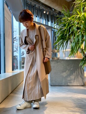 「koe（コエ）のアイテム（トレンチコート）」を使った、kimさん（レディース・154cm）の春コーディネート