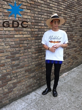 「GDC（ジーディーシー）のアイテム（帽子）」を使った、GDC LOGISTICS－SHOHEIさん（メンズ・178cm）の夏コーディネート