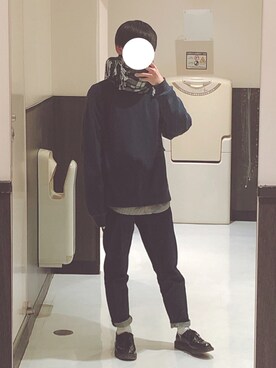 「blue」｜「アイテム（スウェット）」を使った、がちさん（メンズ・170cm）の冬コーディネート