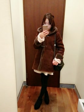 「bye bye（バイバイ）のアイテム（ワンピース）」を使った、かおるさん（レディース・154cm）の冬コーディネート