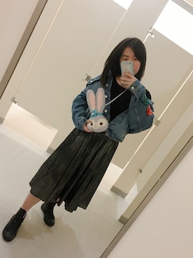 「PULL&BEAR（プルアンドベア）のアイテム（デニムジャケット）」を使った、meowllenさん（レディース・153cm）の春コーディネート