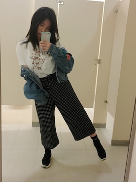 「PULL&BEAR（プルアンドベア）のアイテム（デニムジャケット）」を使った、meowllenさん（レディース・153cm）の春コーディネート