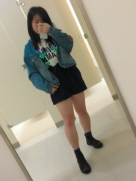 「PULL&BEAR（プルアンドベア）のアイテム（デニムジャケット）」を使った、meowllenさん（レディース・153cm）の春コーディネート