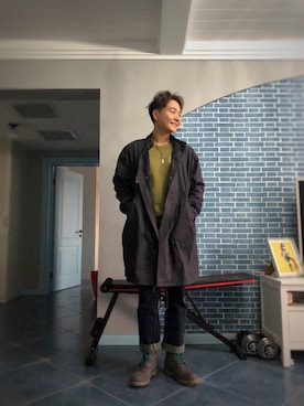 「盐系风格」｜「アイテム（ミリタリージャケット）」を使った、Leo 是个大好人さん（メンズ・180cm）の秋コーディネート