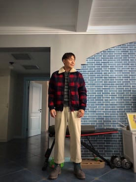 「日系极简」｜「アイテム（ブーツ）」を使った、Leo 是个大好人さん（メンズ・180cm）の秋コーディネート