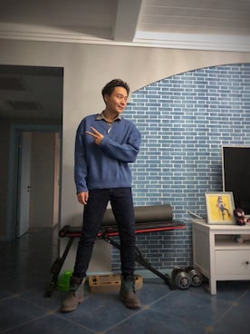 「盐系风格」｜「アイテム（ブーツ）」を使った、Leo 是个大好人さん（メンズ・180cm）の秋コーディネート