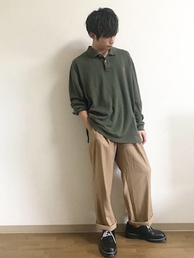 「Ralph Lauren」｜「アイテム（スラックス）」を使った、たける°。さん（メンズ・166cm）の秋コーディネート