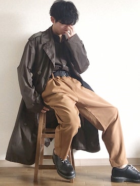 「SHIPS（シップス）のアイテム（トレンチコート）」を使った、たける°。さん（メンズ・166cm）の冬コーディネート