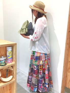 「阪急三番街」｜14+ 阪急三番街店 スタッフさん（レディース・160cm）の夏コーディネート