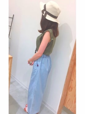 「阪急三番街」｜14+ 阪急三番街店 スタッフさん（レディース・160cm）の夏コーディネート