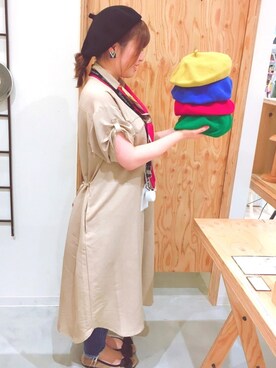 「アイテム（ハンチング/ベレー帽）」を使った、14+ 阪急三番街店 スタッフさん（レディース・160cm）の夏コーディネート