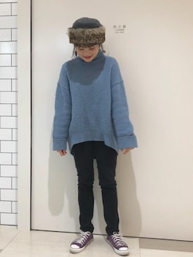 「14+（イチヨンプラス）のアイテム」を使った、14+ 阪急三番街店 スタッフさん（レディース・158cm）の冬コーディネート