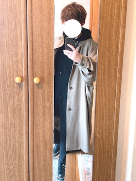 「いいね返し」｜「アイテム（ステンカラーコート）」を使った、kamiさん（メンズ・164cm）の冬コーディネート