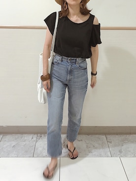 「アシンメトリー」｜「アイテム（ビーチサンダル）」を使った、muさん（レディース・165cm）の夏コーディネート