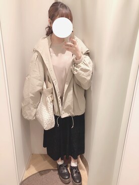 「ナイロンパーカー」｜「アイテム（その他シューズ）」を使った、Komugiさん（レディース・152cm）の春コーディネート