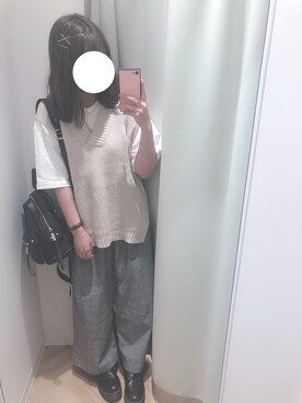 「Edit Sheen（エディットシーン）のポケットデザインリュック（バックパック/リュック）」を使った、Komugiさん（レディース・153cm）の夏コーディネート
