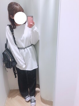 「Edit Sheen（エディットシーン）のポケットデザインリュック（バックパック/リュック）」を使った、Komugiさん（レディース・152cm）の夏コーディネート
