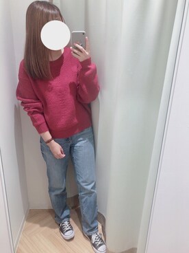 「ハイウエストストレートジーンズ」｜Komugiさん（レディース・152cm）の秋コーディネート