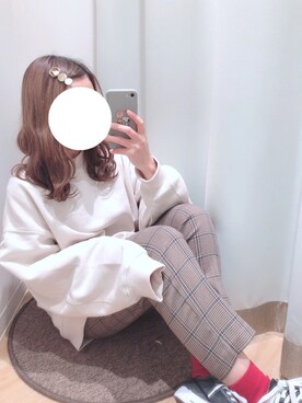 「スーパーオーバーサイズスウェット」｜Komugiさん（レディース・152cm）の冬コーディネート