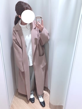 「coca（coca）（コカ）のアイテム（チェスターコート）」を使った、Komugiさん（レディース・152cm）の冬コーディネート