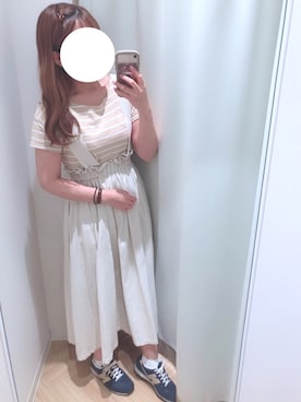 「chocomee（チョコミー）のアイテム（スカート）」を使った、Komugiさん（レディース・152cm）の夏コーディネート