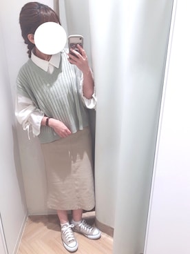 「chocomee（チョコミー）のアイテム（ベスト）」を使った、Komugiさん（レディース・152cm）の夏コーディネート