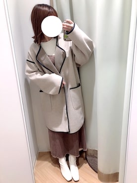 「パイピングコート」｜「アイテム（ジャンパースカート）」を使った、Komugiさん（レディース・152cm）の冬コーディネート