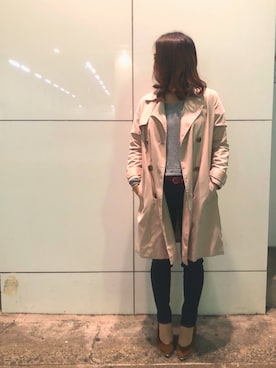 「RETRO GIRL（レトロガール）のアイテム（トレンチコート）」を使った、Ayaneさん（レディース・159cm）の秋コーディネート
