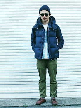 「BLUE WORK（ブルーワーク）のアイテム（パンツ）」を使った、AKIRAKUBOTAさん（メンズ・171cm・30代）の冬コーディネート