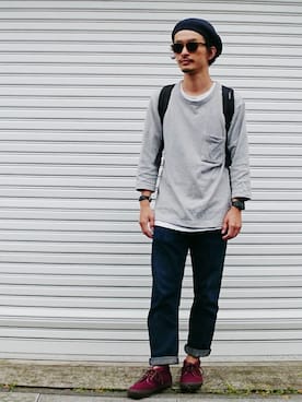「FREAK'S STORE（フリークスストア）のアイテム（ハンチング/ベレー帽）」を使った、AKIRAKUBOTAさん（メンズ・171cm）の夏コーディネート