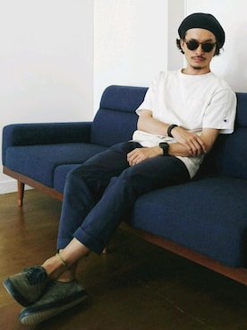 「FREAK'S STORE（フリークスストア）のアイテム（ハンチング/ベレー帽）」を使った、AKIRAKUBOTAさん（メンズ・171cm）の夏コーディネート