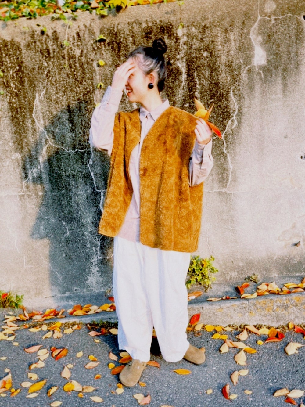 「ootd、Vintage mix、vintage style、used、いいね、save、フォローお願いします🤑」｜「BarbourのBarbour: ファー ライナー（その他アウター、ブラウン系）」を使った、空さん（レディース・157cm）の冬コーディネートの1枚目の写真