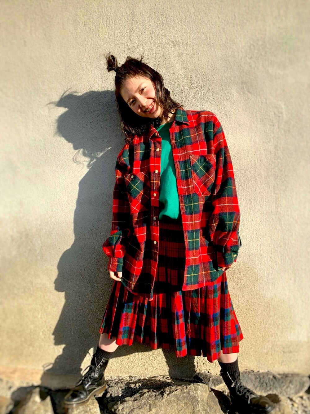 「ootd、christmas fashion、used、vintage」｜「Dr. MartensのDr.ﾏｰﾁﾝ　1460　8ホール（ブーツ、ブラック系）」を使った、空さん（レディース・157cm）の冬コーディネートの1枚目の写真