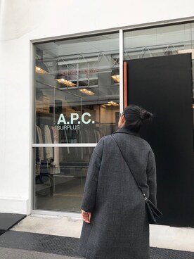 「A.P.C.（アーペーセー）のアイテム（ピーコート）」を使った、tamakiさん（レディース・156cm）の冬コーディネート