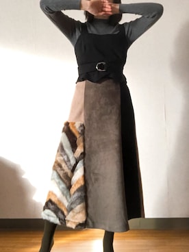 「Heather（ヘザー）のアイテム（サロペット/オーバーオール）」を使った、わかめごはん（道民）さん（レディース・153cm）の冬コーディネート