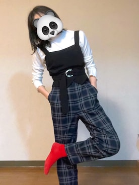 「Heather（ヘザー）のアイテム（サロペット/オーバーオール）」を使った、わかめごはん（道民）さん（レディース・153cm）の春コーディネート