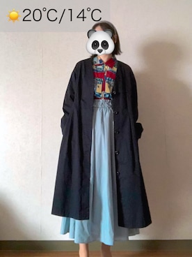 「GU（ジーユー）のアイテム（ノーカラーコート）」を使った、わかめごはん（道民）さん（レディース・153cm）の春コーディネート