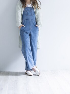 「GUコーデ」｜「アイテム（サロペット/オーバーオール）」を使った、ぽんずさん（レディース・160cm）の春コーディネート